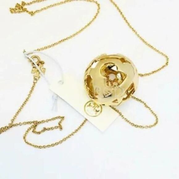NWT Tory Burch Gold Logo Bubble 32 in. Necklace - Picture 2 of 11